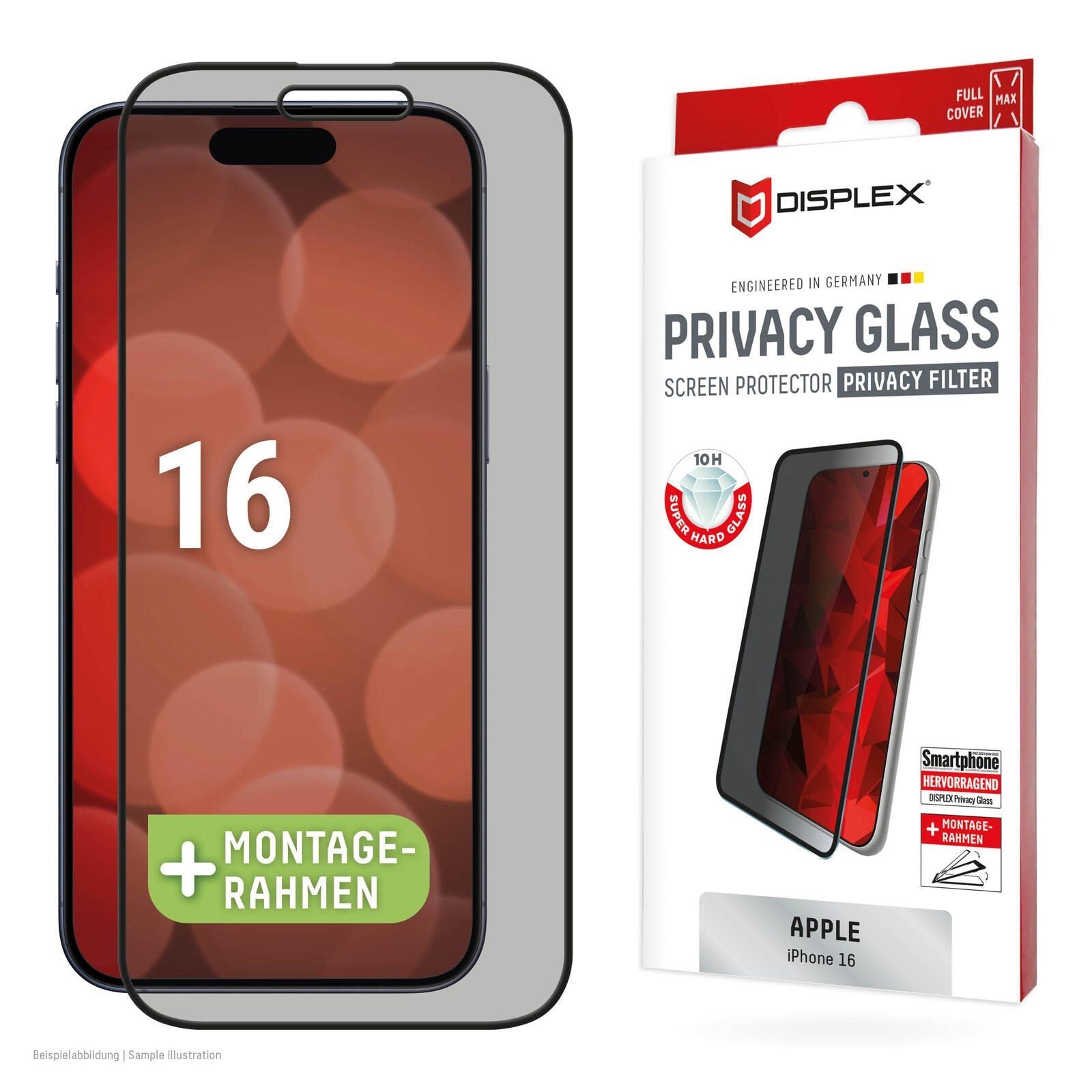 DISPLEX Privacy Full Cover Panzerglas (10H) für Apple iPhone 16 DISPLEX Privacy Full Cover Panzerglas (10H) für Apple iPhone 16